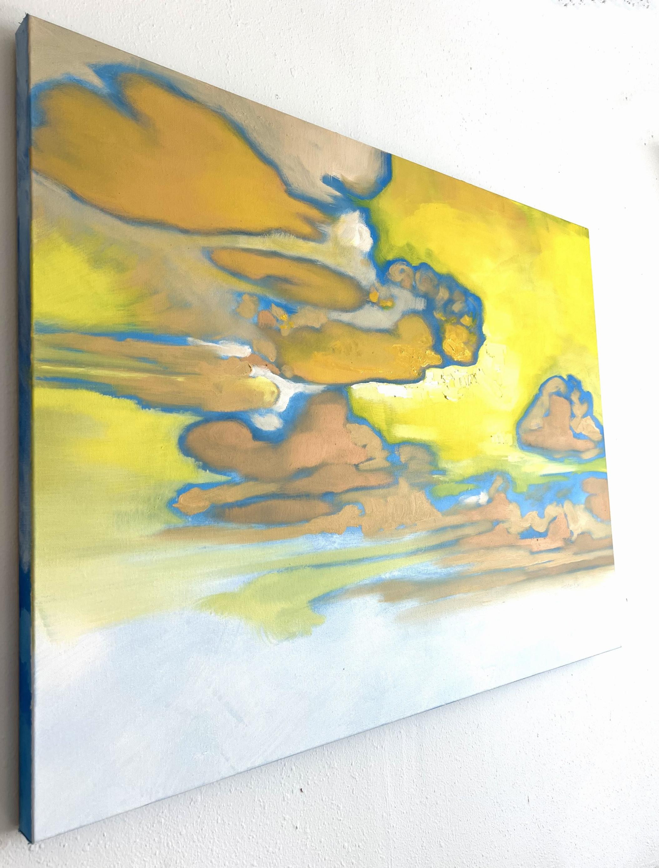 Floating on a Dream (Finestra, Paesaggio, Caldo, Sognante, ~29% OFF) - Landscape Painting Beige di Annieo Klaas
