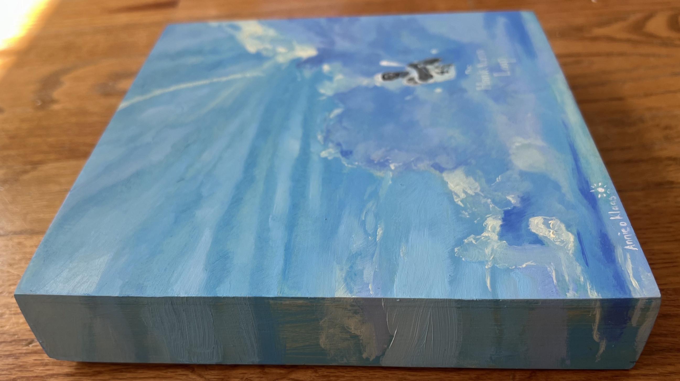 Hank Aaron Loop (Skyscape, Baseball, Icon, Legend) - Blue Landscape Painting by Annieo Klaas