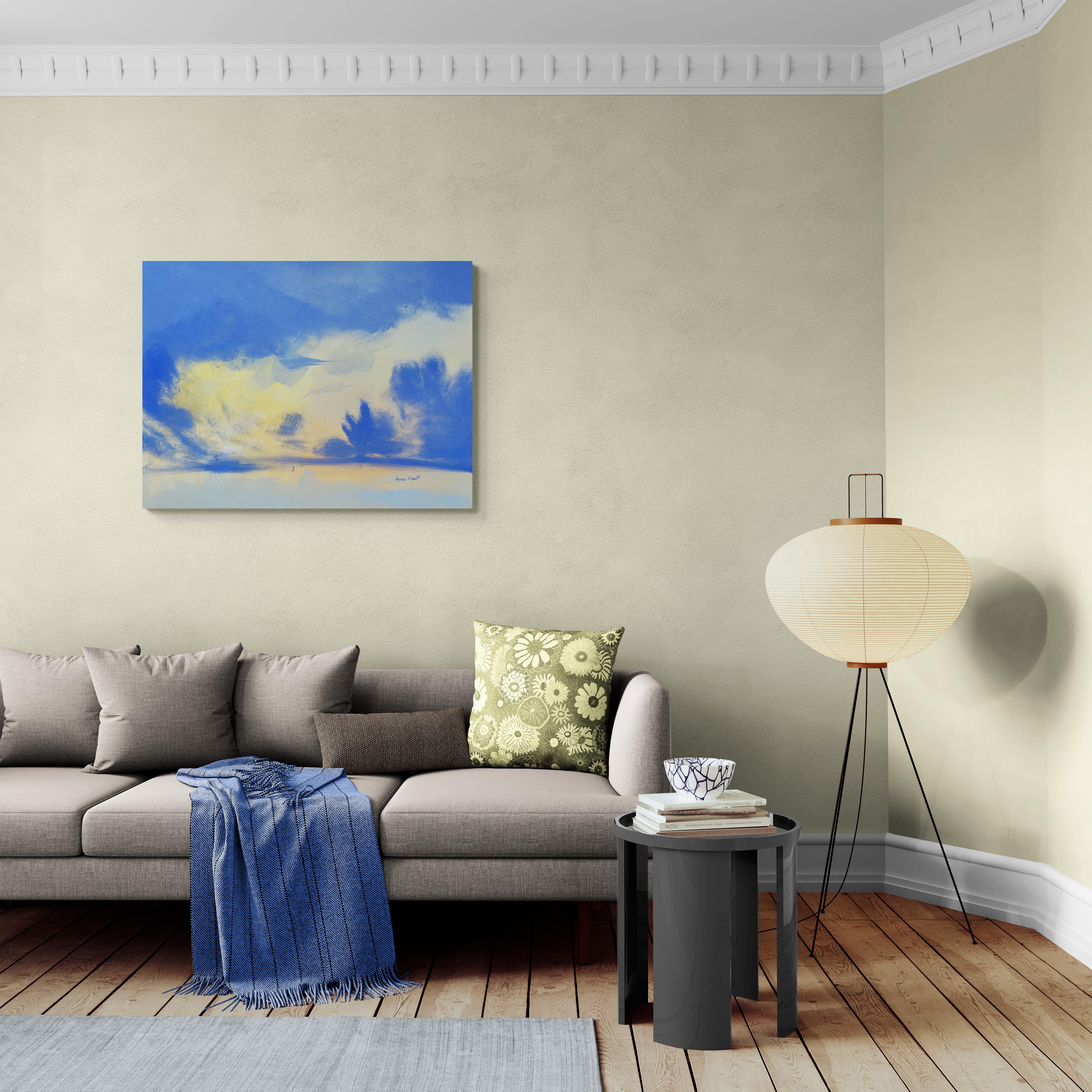 Highway Sunset (Finestra, Paesaggio, Caldo, Bluesy, Sognante, ~29% OFF) - Painting Moderno di Annieo Klaas