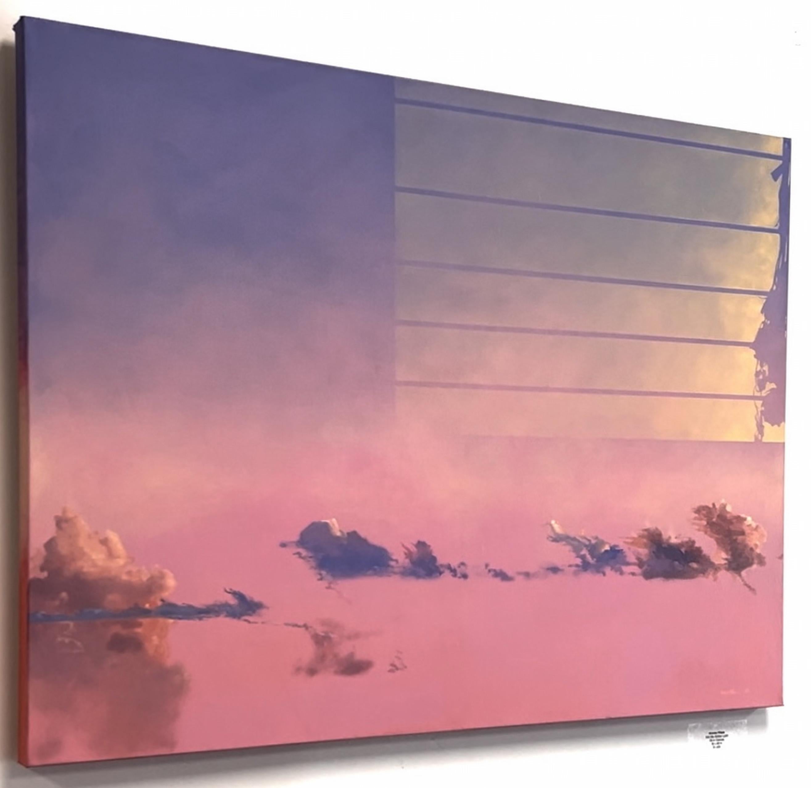 Hacia la Luz Ámbar (Ventana, Paisaje, Cálido, Ensoñador, ~29% DESCUENTO) - Landscape Painting Púrpura de Annieo Klaas