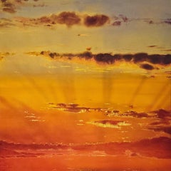 Orange Sky (Skyscape, Warm, Glowing, Vibrant, Dreamy, Sun, Rays, Clouds)