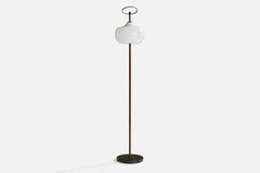 Annig Sarian, Lampada da terra, ottone, vetro, marmo, Italia, anni '60