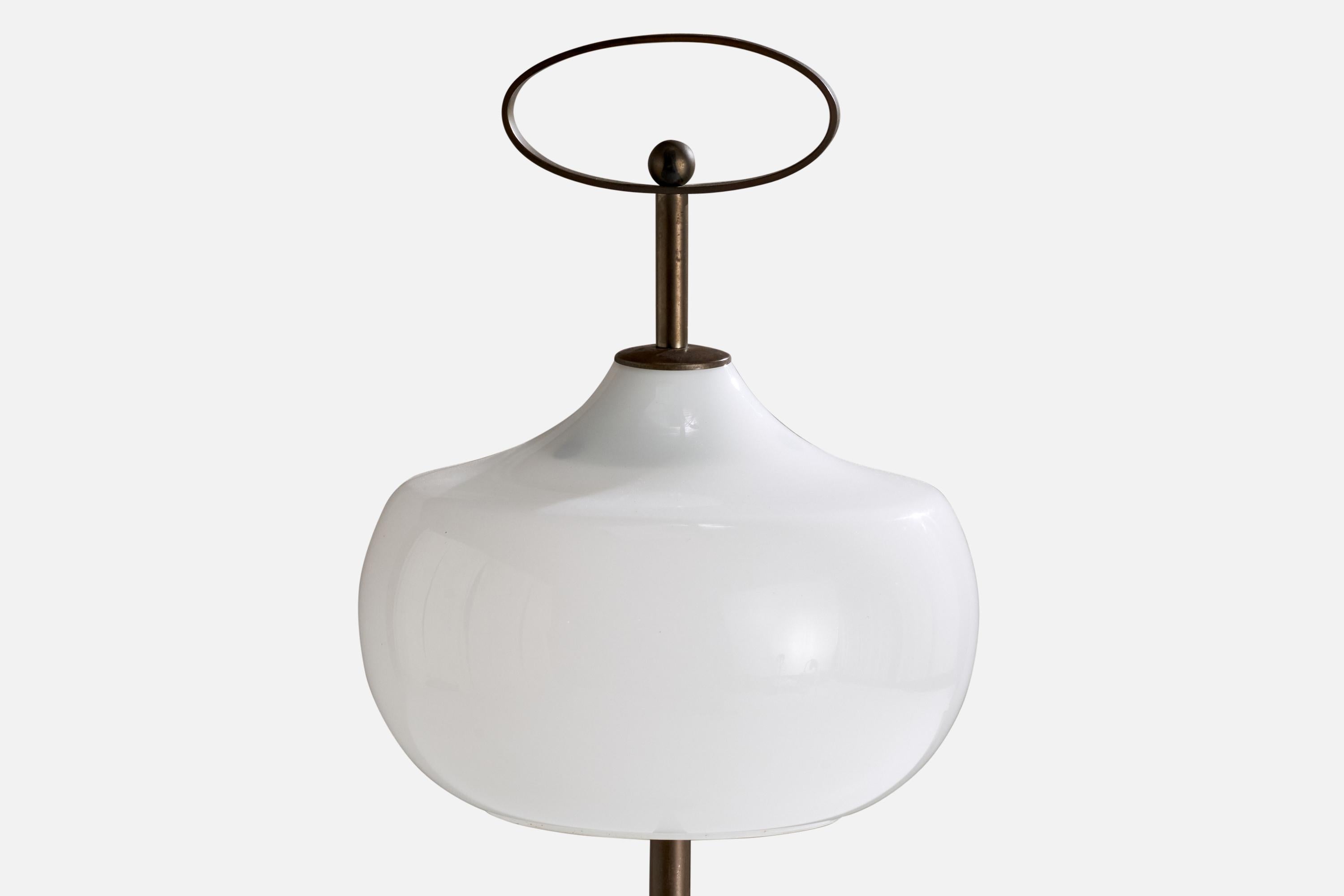 Mid-Century Modern Annig Sarian, Floor Lamp, Brass, Glass, Marble, Italy, 1960s For Sale
