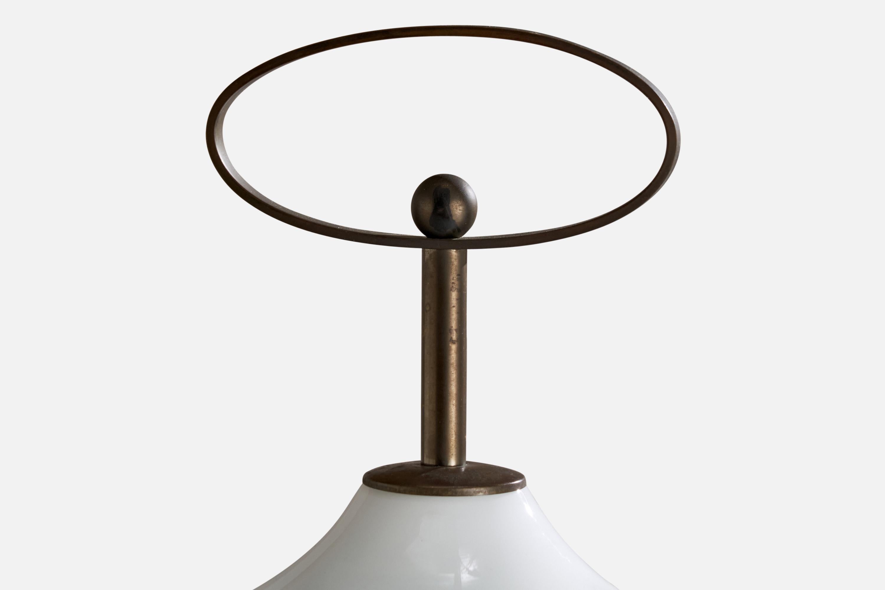 Italian Annig Sarian, Floor Lamp, Brass, Glass, Marble, Italy, 1960s For Sale