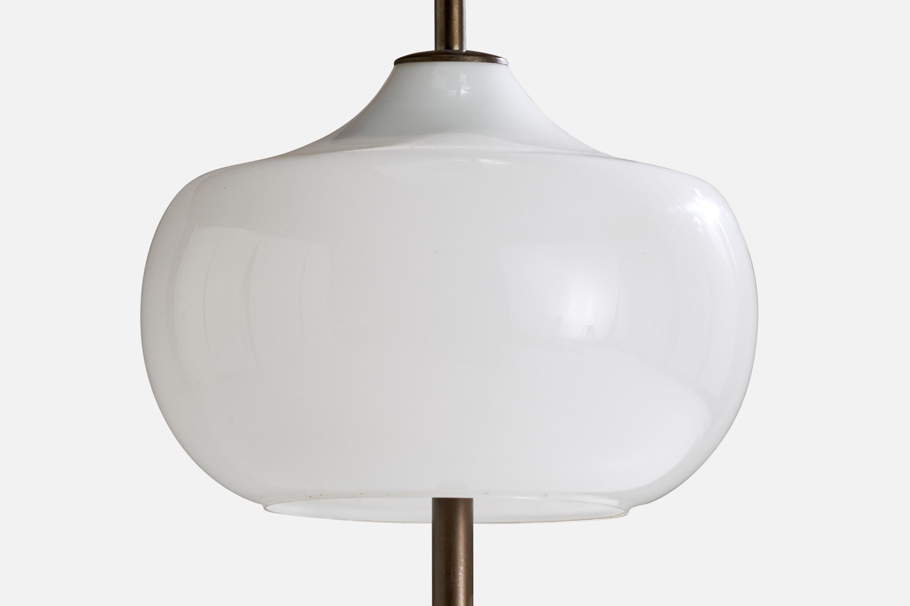 Annig Sarian, Floor Lamp, Brass, Glass, Marble, Italy, 1960s In Good Condition For Sale In High Point, NC