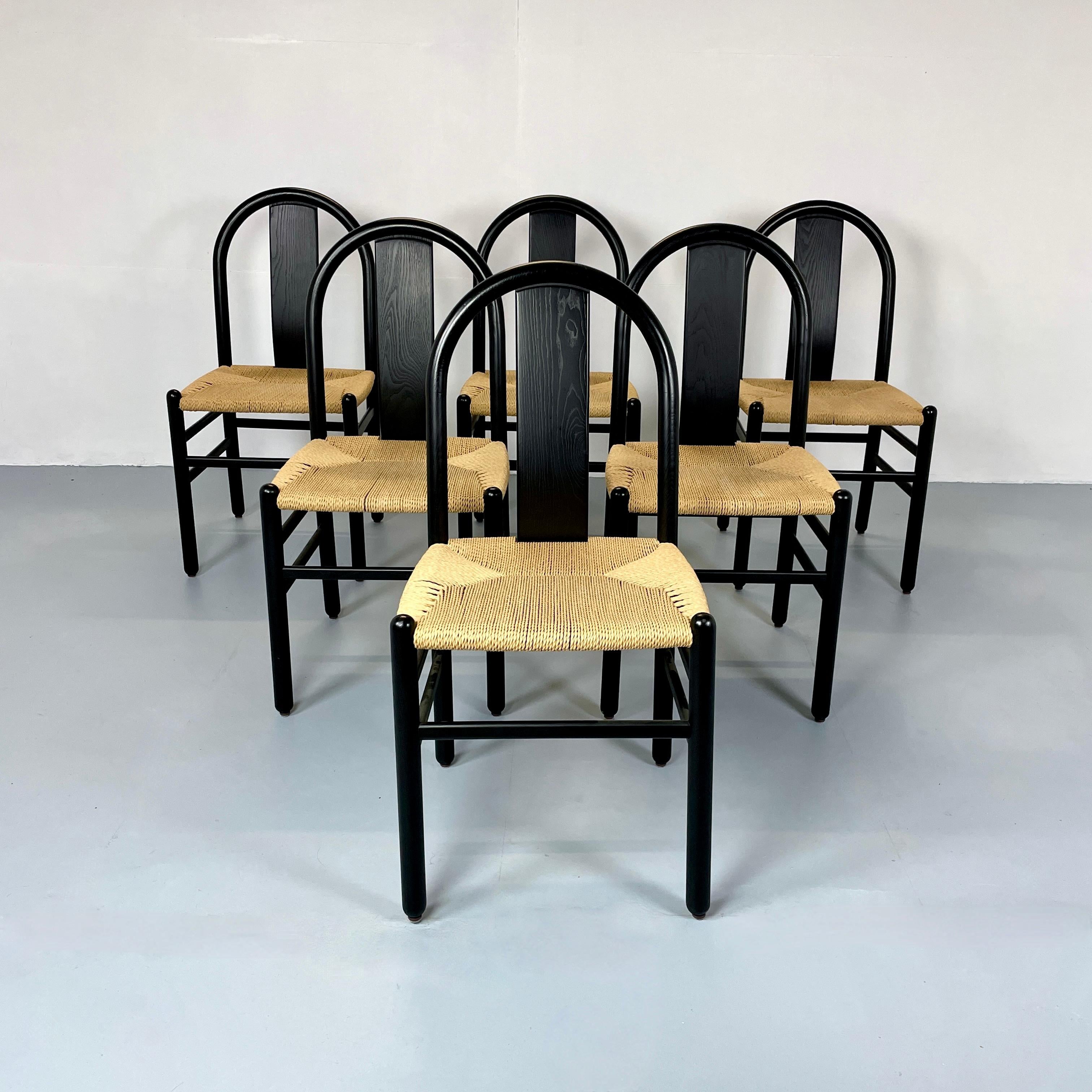 Mid-Century Modern Annig Sarian Round Bend Wooden Dining Chair for Tisettanta in Black Oak, Italy