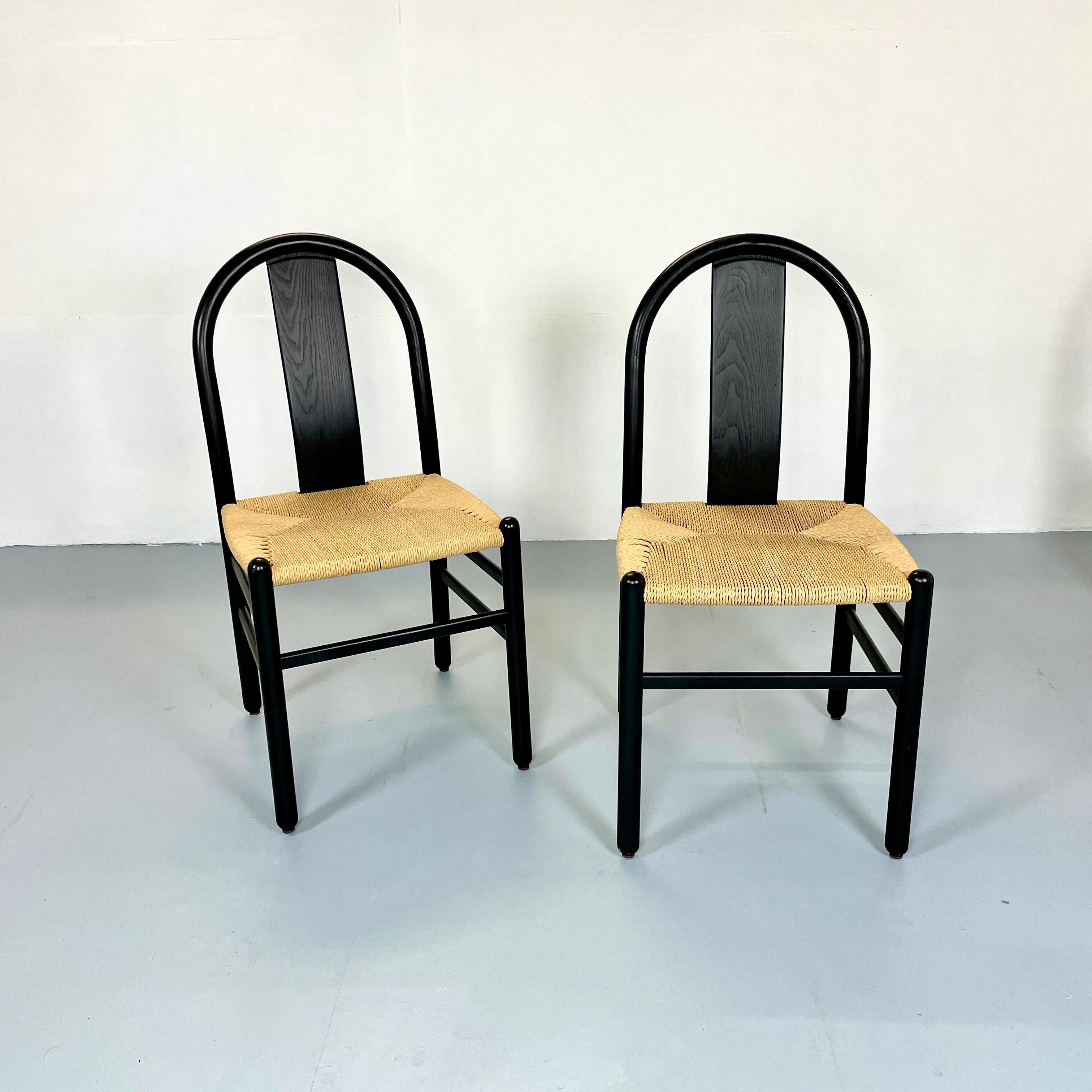 Annig Sarian Round Bend Wooden Dining Chair for Tisettanta in Black Oak, Italy In Good Condition In Alsdorf, NW