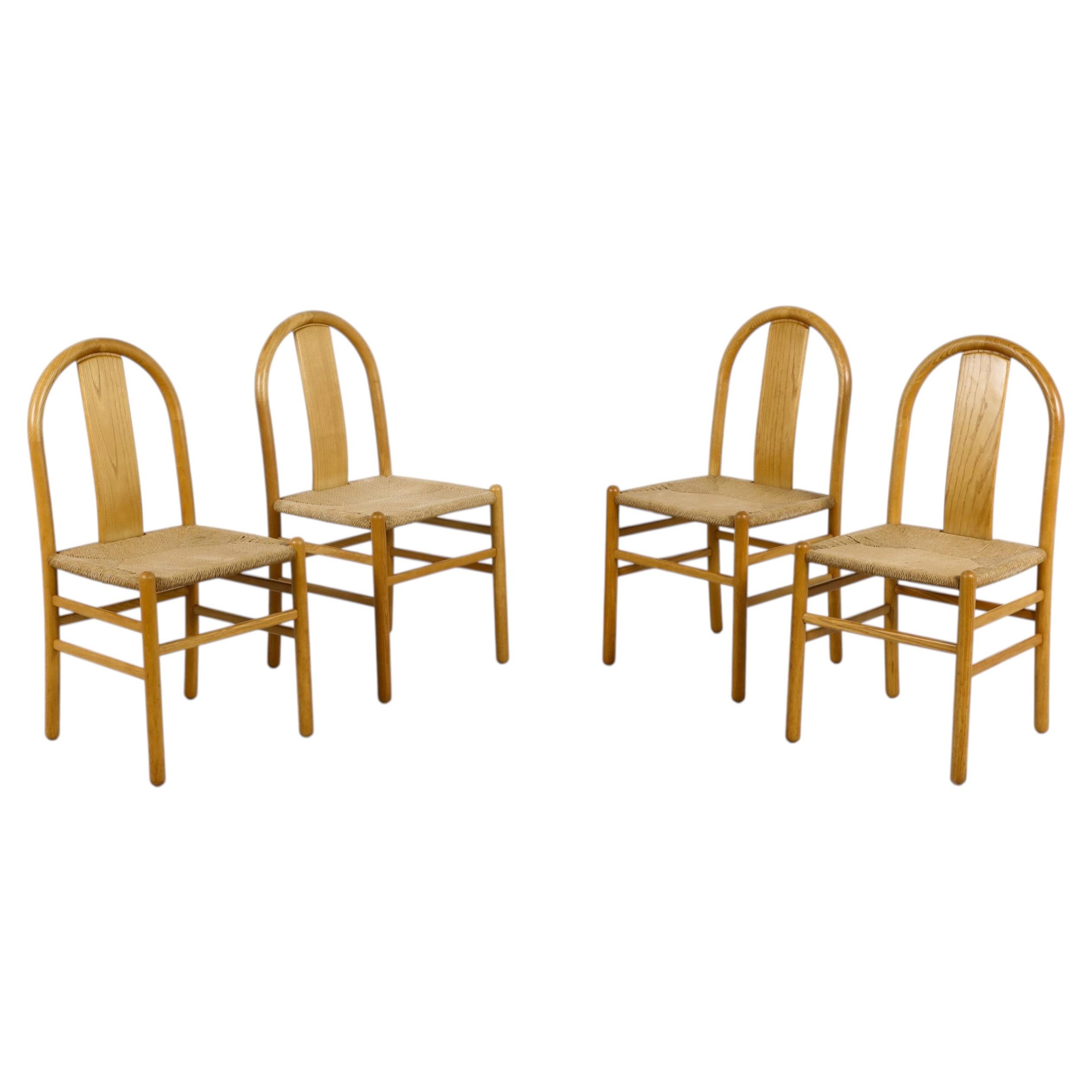 Annig Sarian T70 Thalia Oak & Paper Cord Chairs for Tisettanta, Set of 4 For Sale