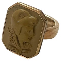 Annika 2003 Swedish Modern Lava Cameo Ring, 925 Silver, Unisex Design