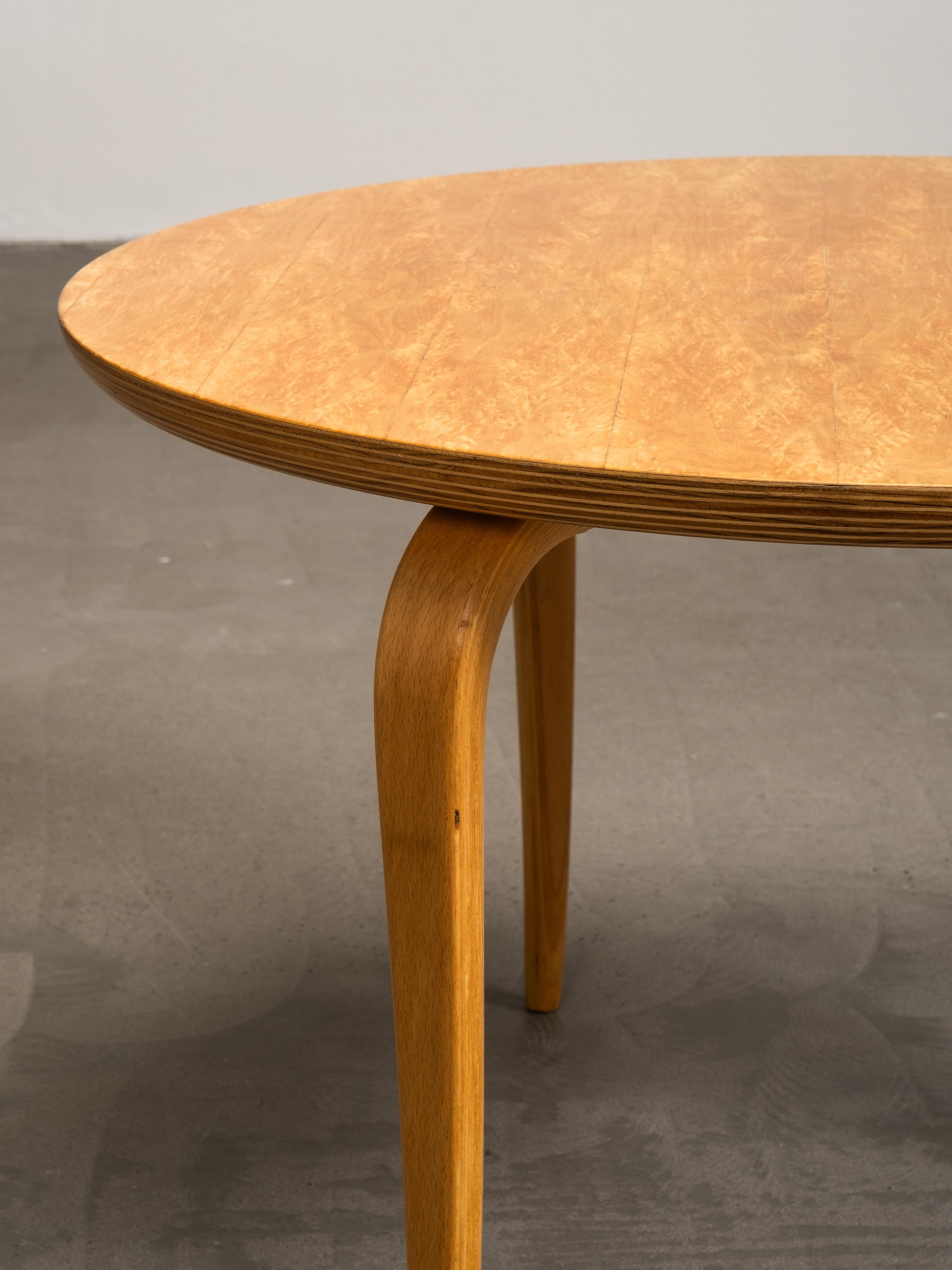 Beech “Annika” Curly Birch Coffee Table by Bruno Mathsson for Dux, Sweden, 1960s For Sale