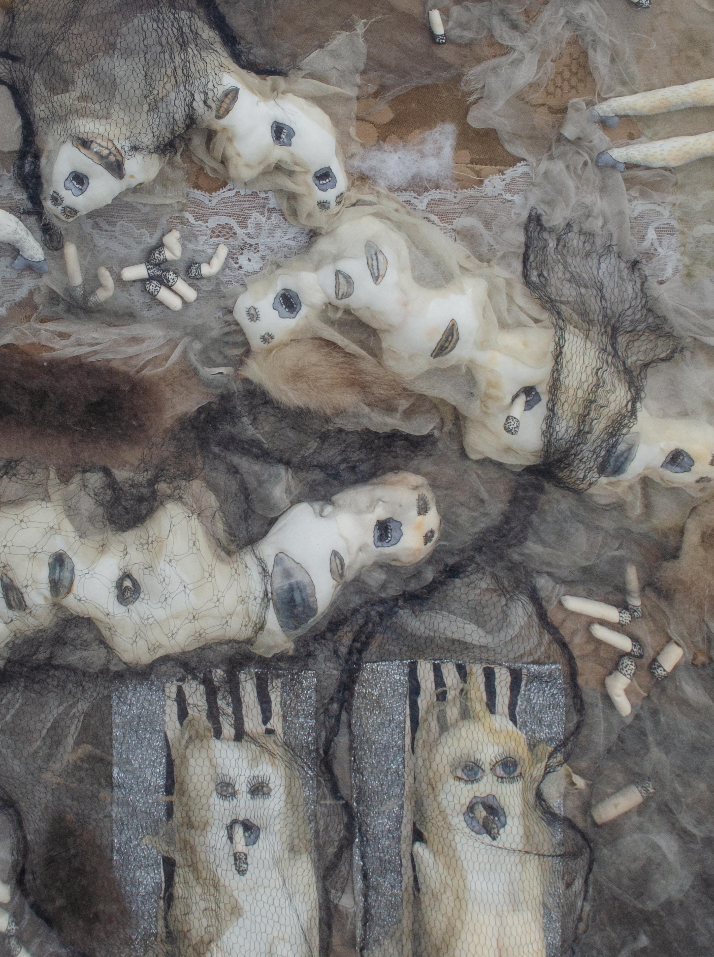 Annika Liljedahl Textil Fantasmas Fumadores en venta 2