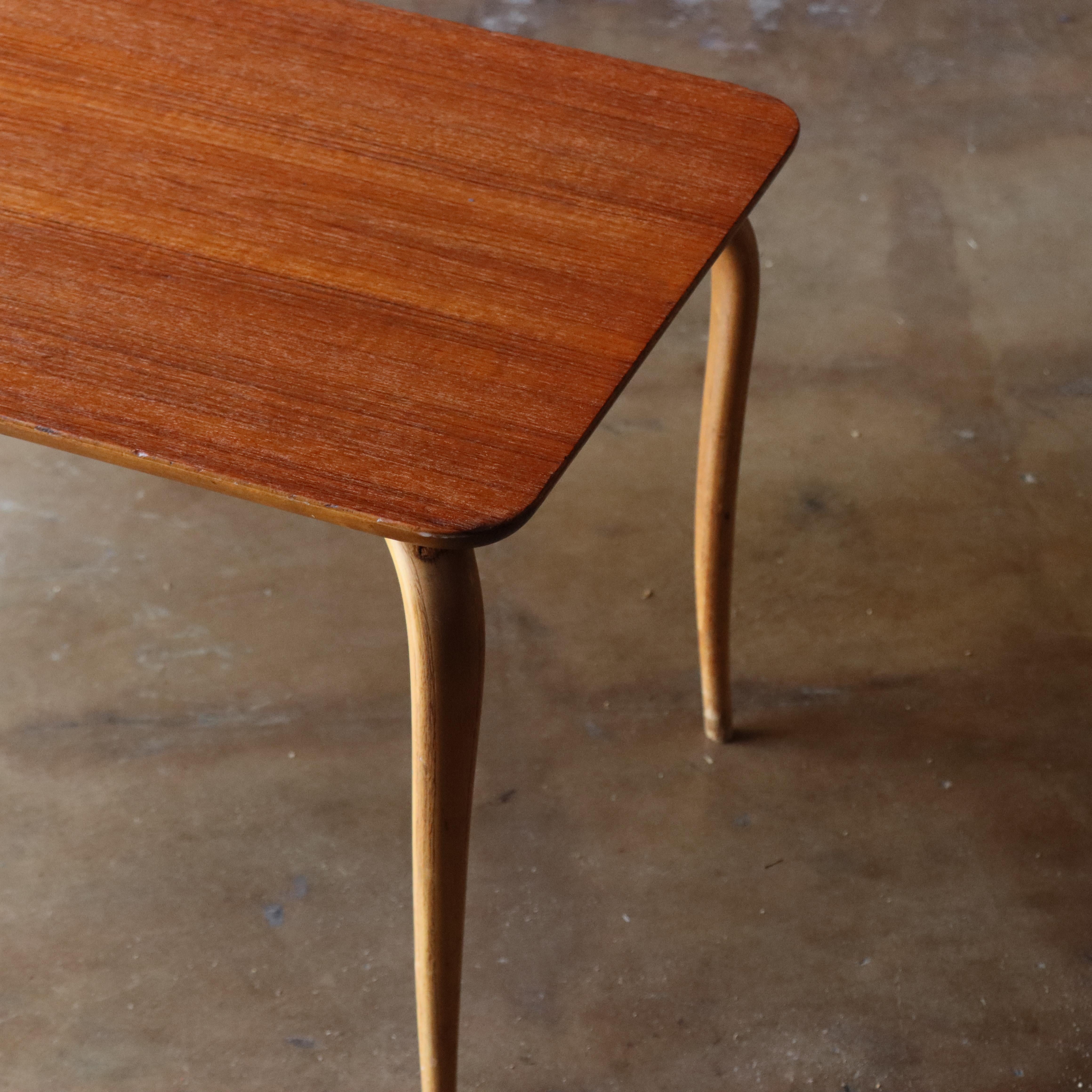 Hand-Crafted “Annika” Side Table by Bruno Mathsson, Teak, Beech, Sweden 1950