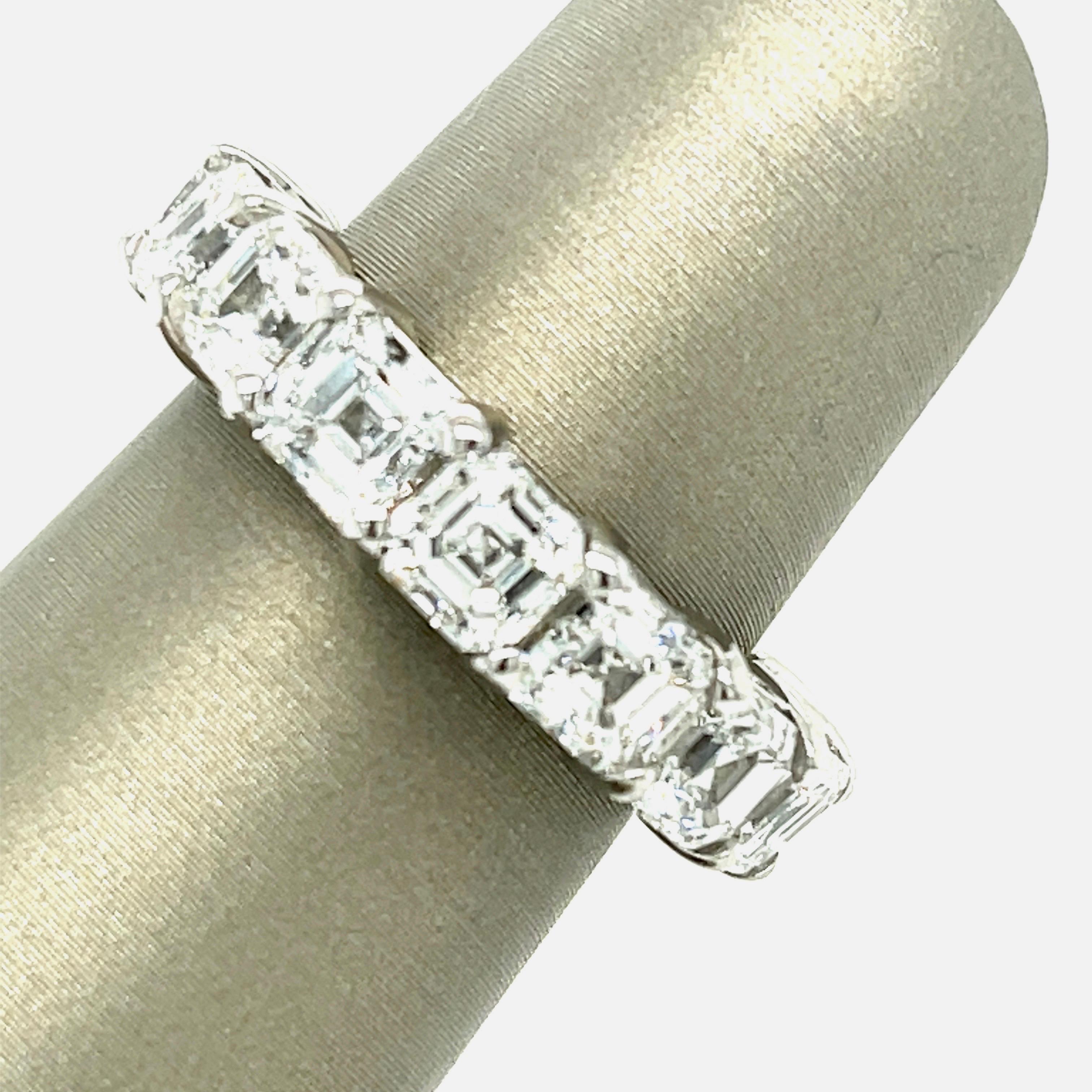 Romantic Anniversary Band Has 15 Square Emerald Cut Diamonds 7..98 Ct .All Has GIA Certs For Sale