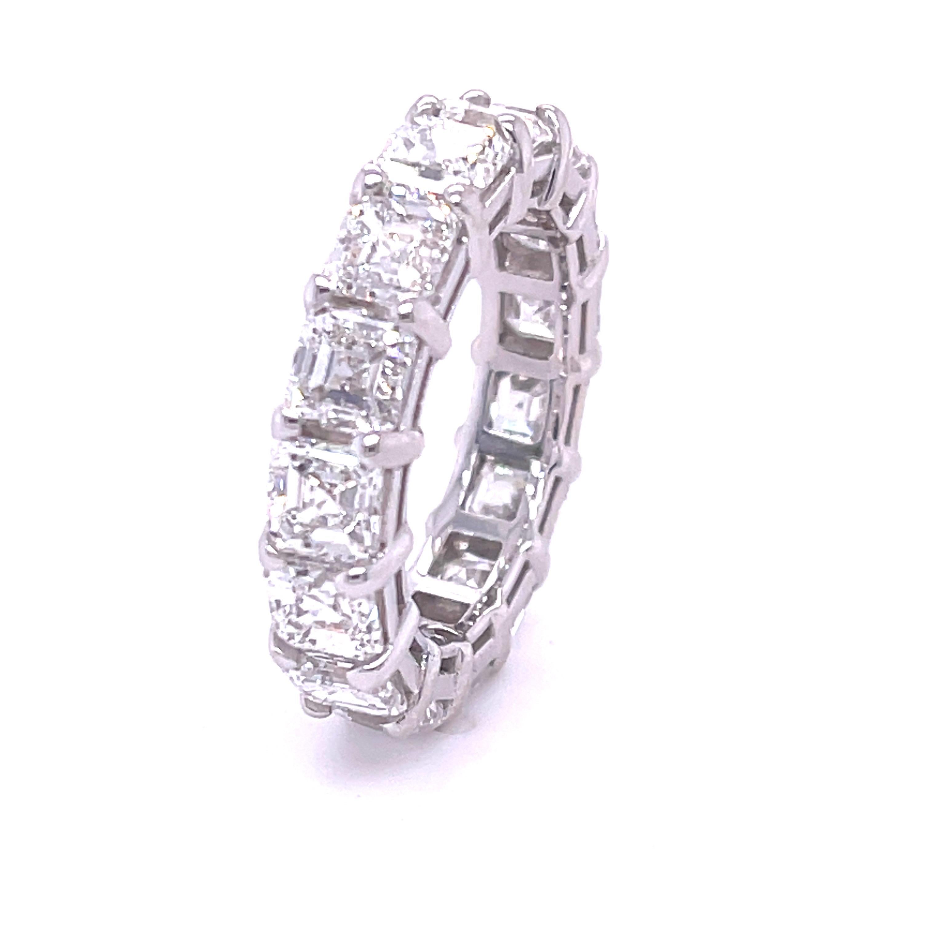 Asscher Cut Anniversary Band Has 15 Square Emerald Cut Diamonds 7..98 Ct .All Has GIA Certs For Sale
