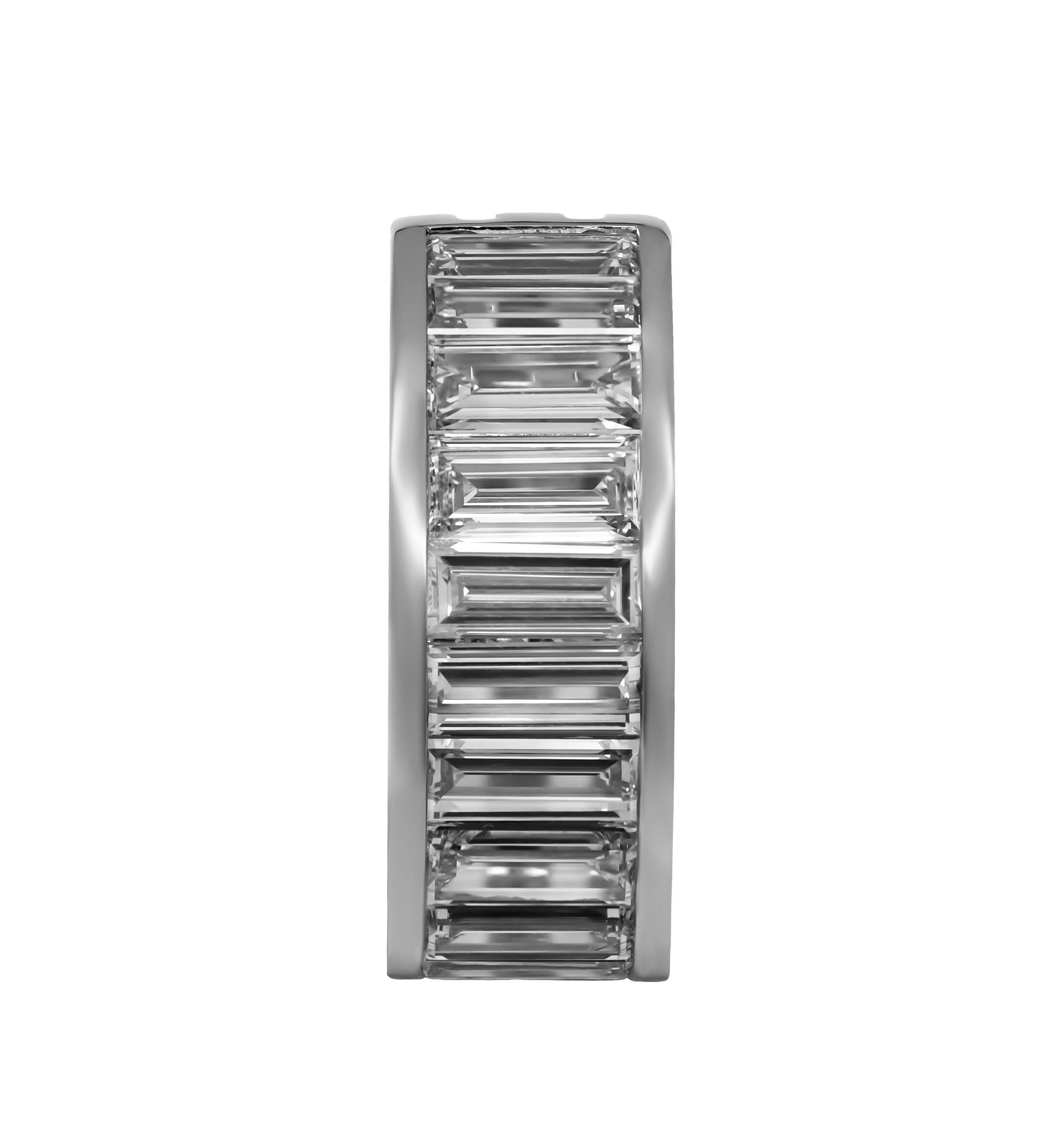 Baguette Cut Anniversary Band in Platinum with Baguette Diamonds For Sale