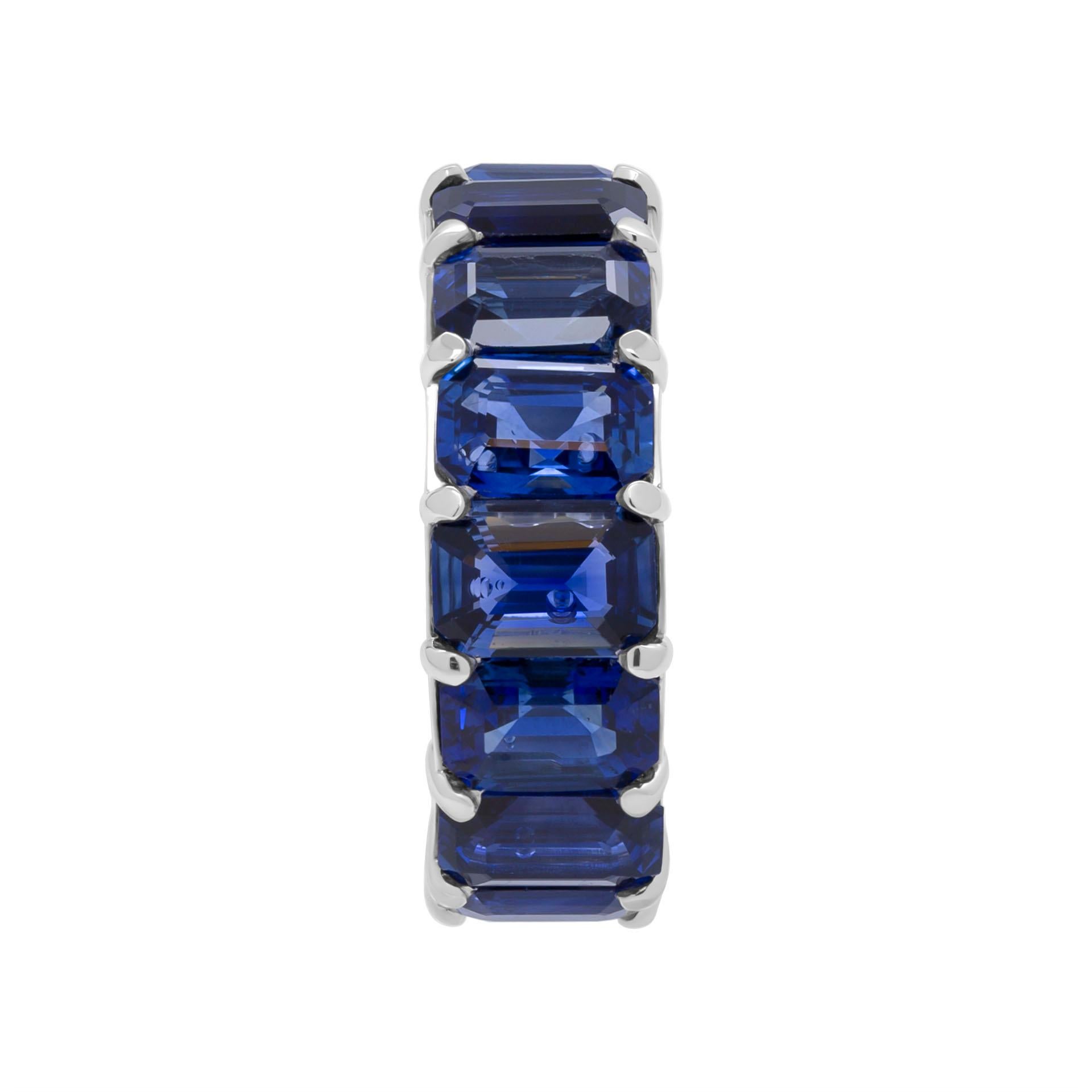 Anniversary band in Platinum
Emerald Cut Blue sapphires, 14 stones
Total Carat Weight: 14.70ct, each stone aprx:1.05ct 
Size:6.25
