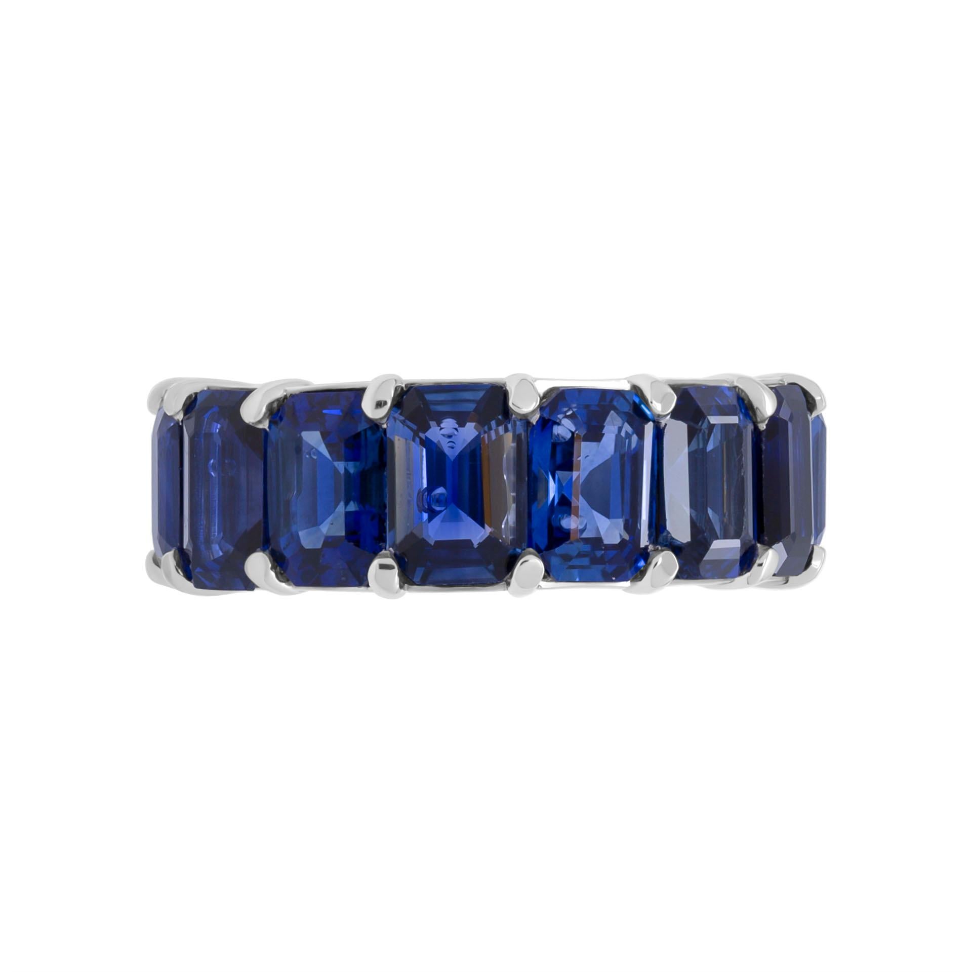 Modern Anniversary Band in PT950 with Blue Sapphires For Sale