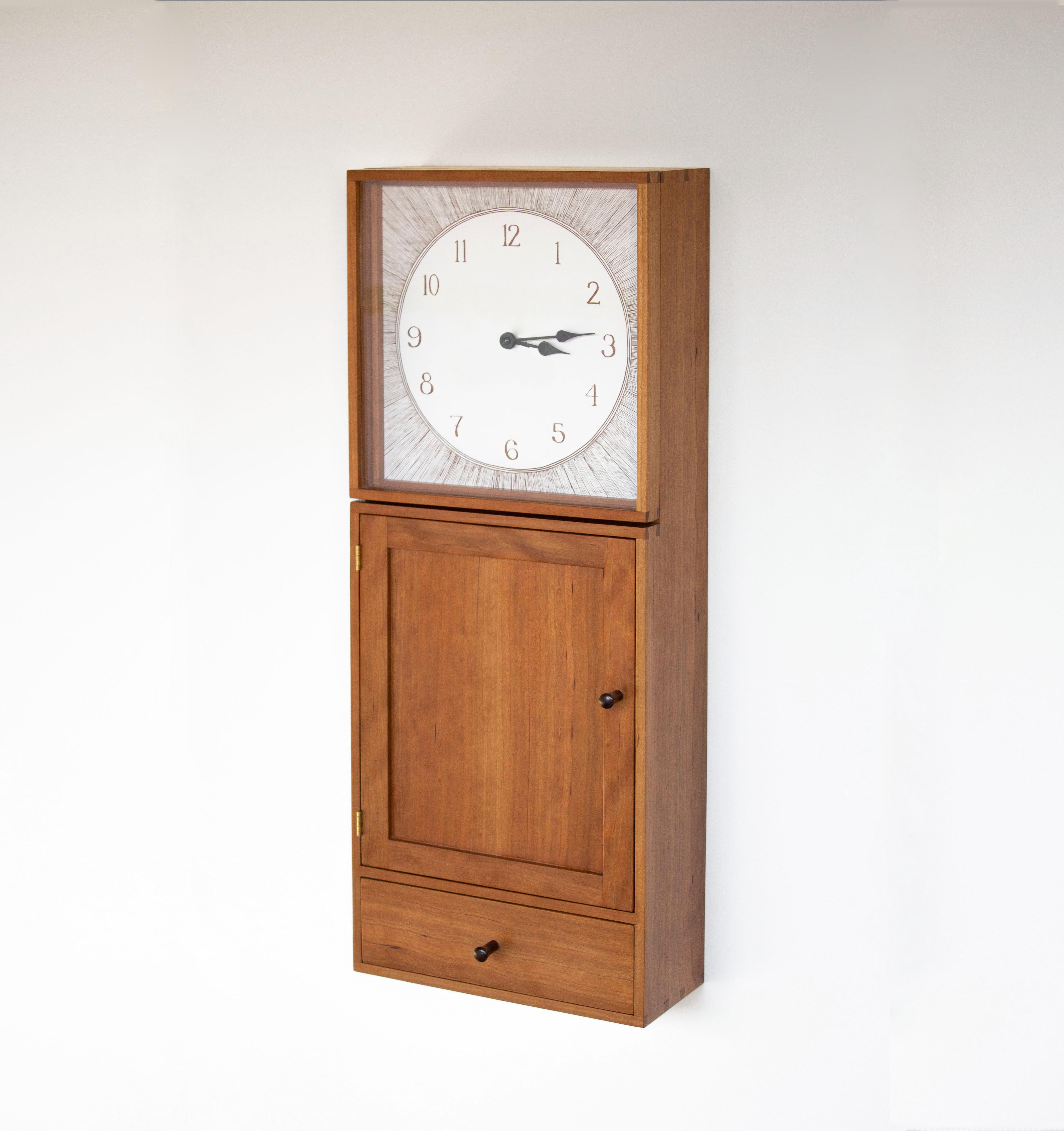 American Anniversary Clock - Modern Shaker Wall-Mounted Clock Cabinet by Kierstin Siegl  For Sale