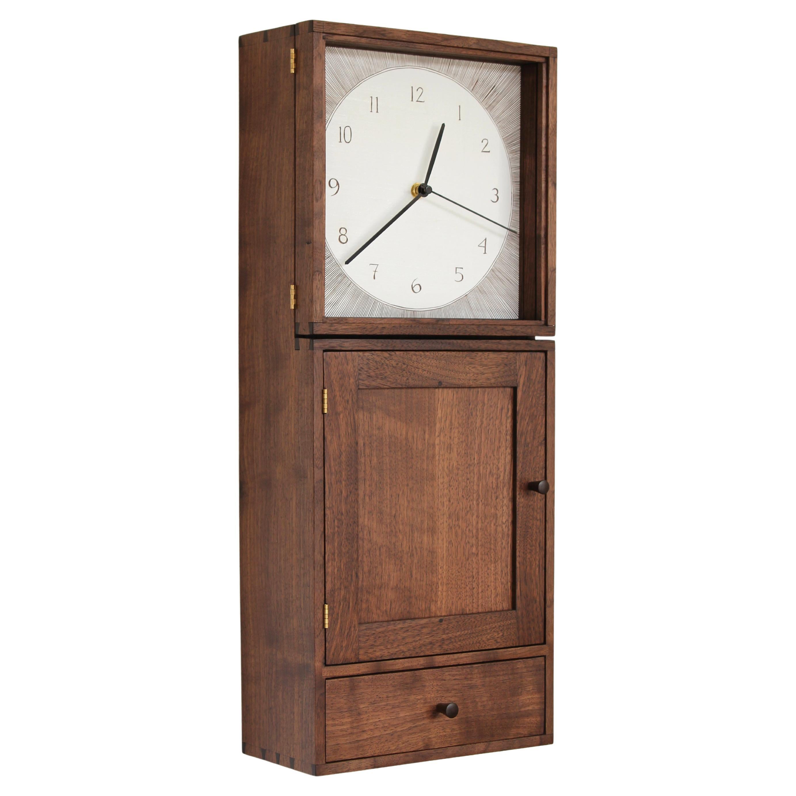 Anniversary Clock - Modern Shaker Wall-Mounted Clock Cabinet by Kierstin Siegl  For Sale