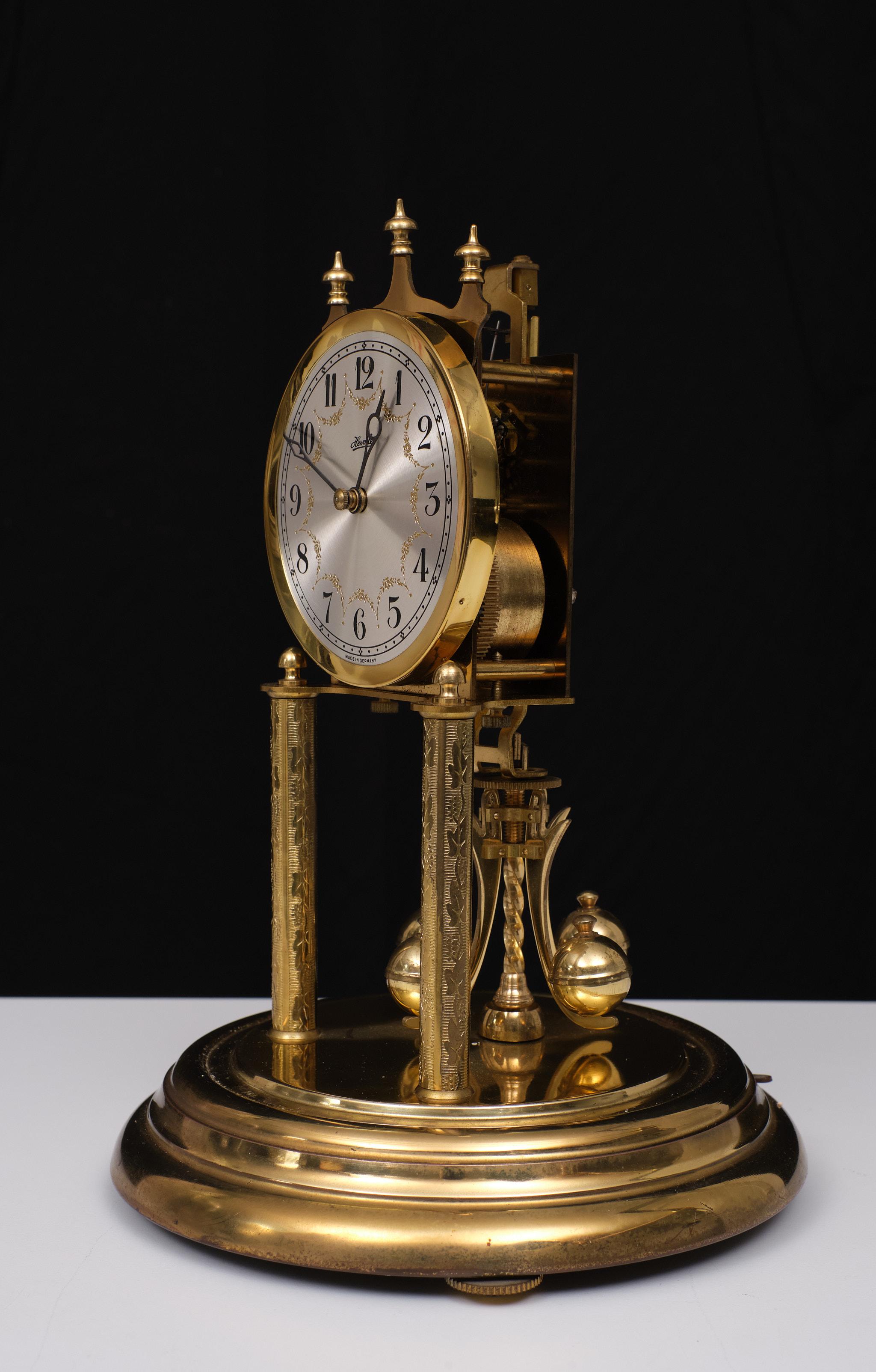 German Anniversary Dome clock - Franz Hermle - Brass, Glass - 1950s 