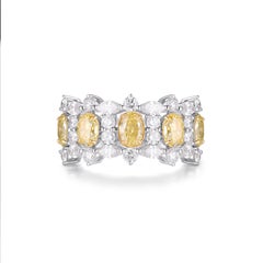 IGI Certified 2.18 Carat Yellow Diamond Fancy Diamond Rings in 18K White Gold
