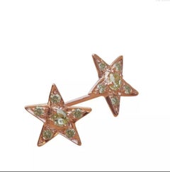 Anniversary Gift For Mom 14K Rose Gold Star Stud Earring Natural Diamond Jewelry