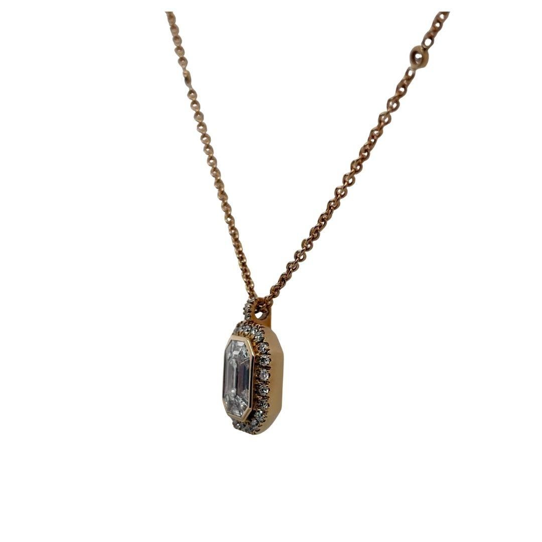 ANNIVERSARY Halskette aus 18Kt Roségold 7,45 gr mit natürlichen Diamanten G Farbe VS (Smaragdschliff) im Angebot