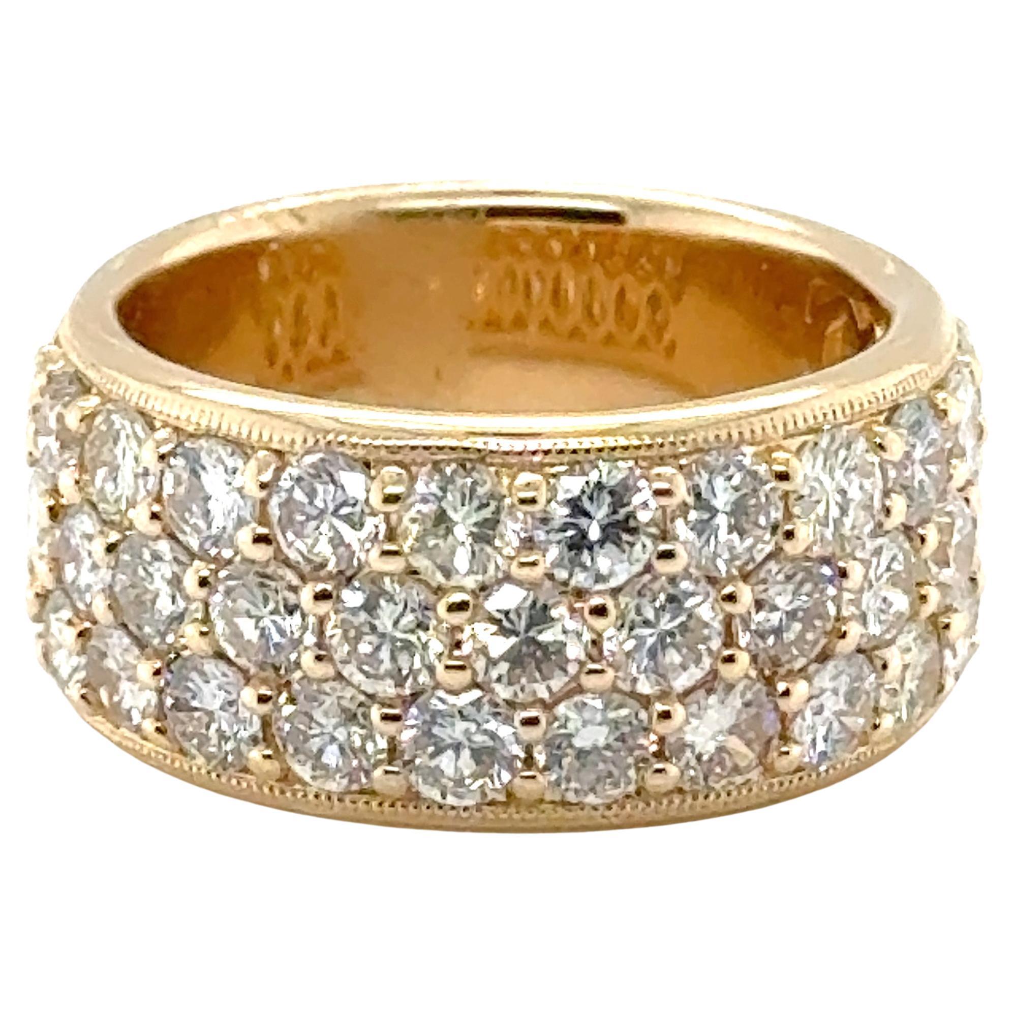 Bague d'anniversaire 3 rangées de diamants minés naturels 3 carats 14 carats, neuve, taille 6,5