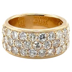 Anniversary Ring 3 Row Natural Mined Diamond Band 3ct 14K Brand New Size 6.5
