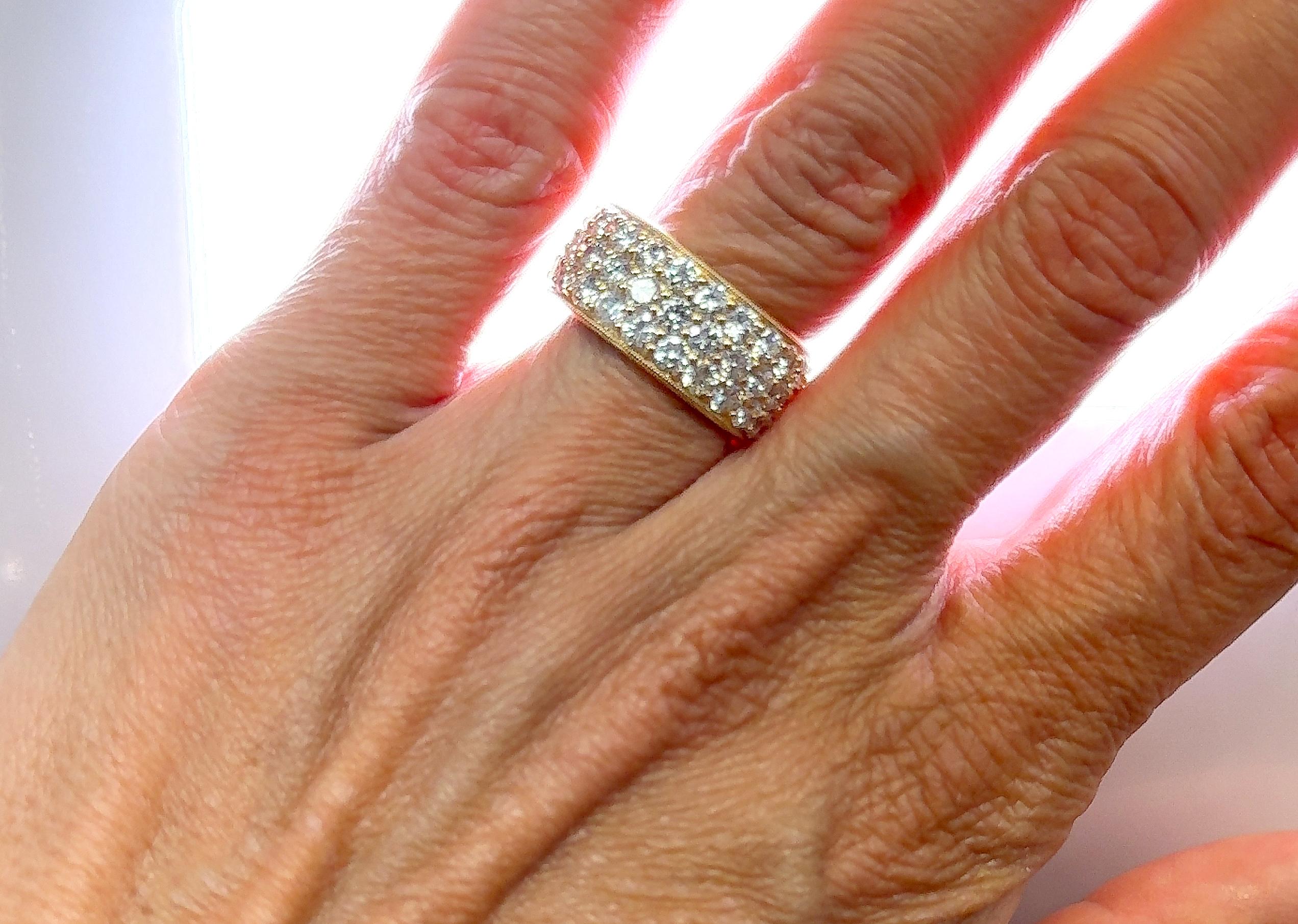 Anniversary Ring 3 Row Natural Mined Diamond Band 3ct 18K Brand New Size 6.25 For Sale 1