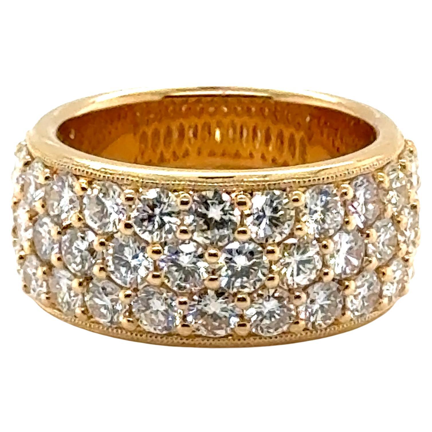 Anello Anniversario a 3 file di diamanti naturali estratti 3ct 18K &New Taglia 6.25