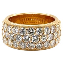 Anniversary Ring 3 Row Natural Mined Diamond Band 3ct 18K Brand New Size 6.25
