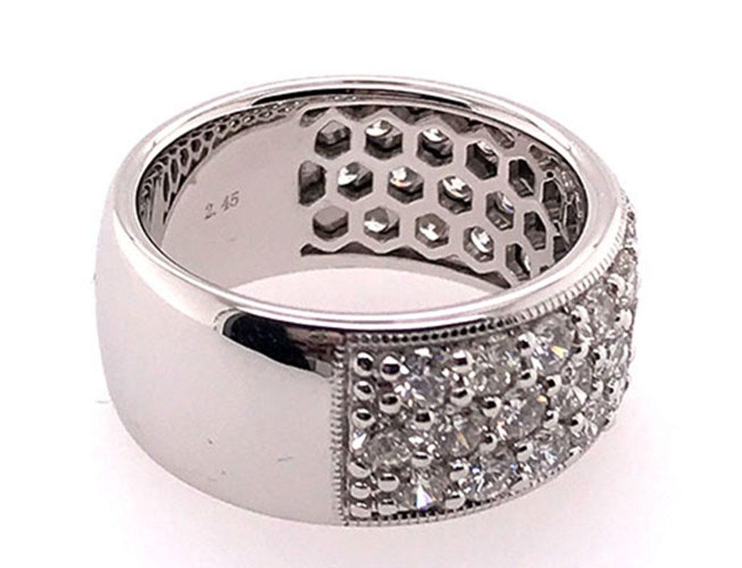 Anillo de Aniversario Anillo de Diamantes 3 Filas 2ct Oro Blanco 18K Nuevo a estrenar Corte redondo en venta