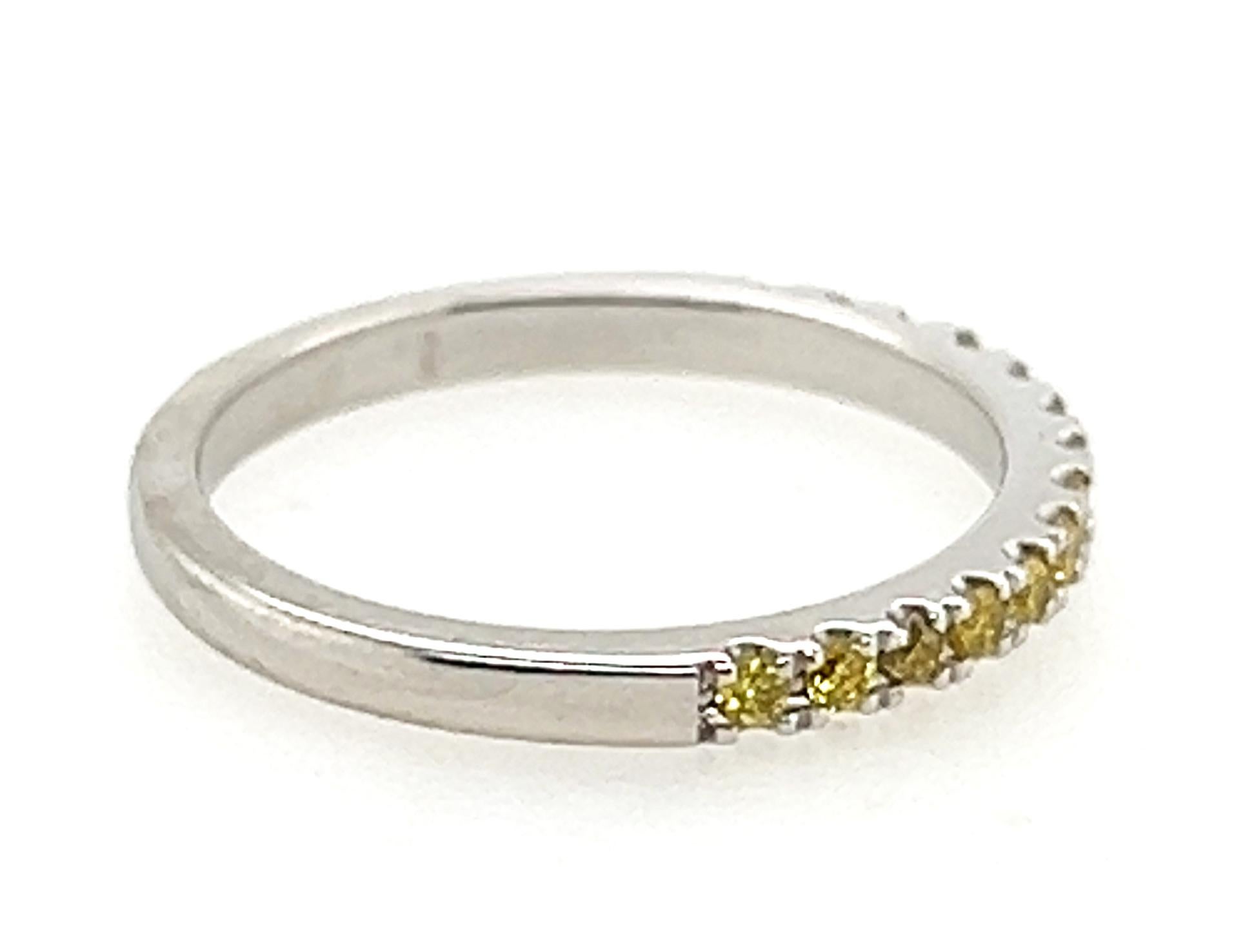 Women's Anniversary Ring Natural Fancy Vivid Deep Yellow Diamond Band .26ct 14K For Sale