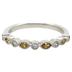 Used Anniversary Ring Natural Fancy Vivid Deep Yellow Marquise Diamonds .22ct 14K