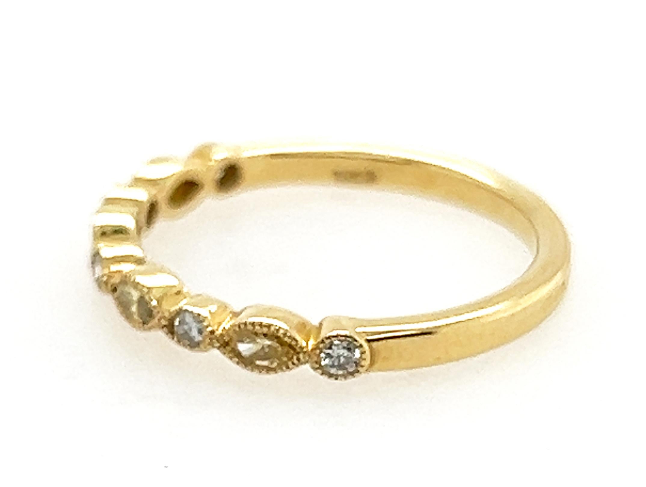 Anniversary Ring Natural Fancy Vivid Deep Yellow Marquise Diamonds .28ct 14K For Sale 1