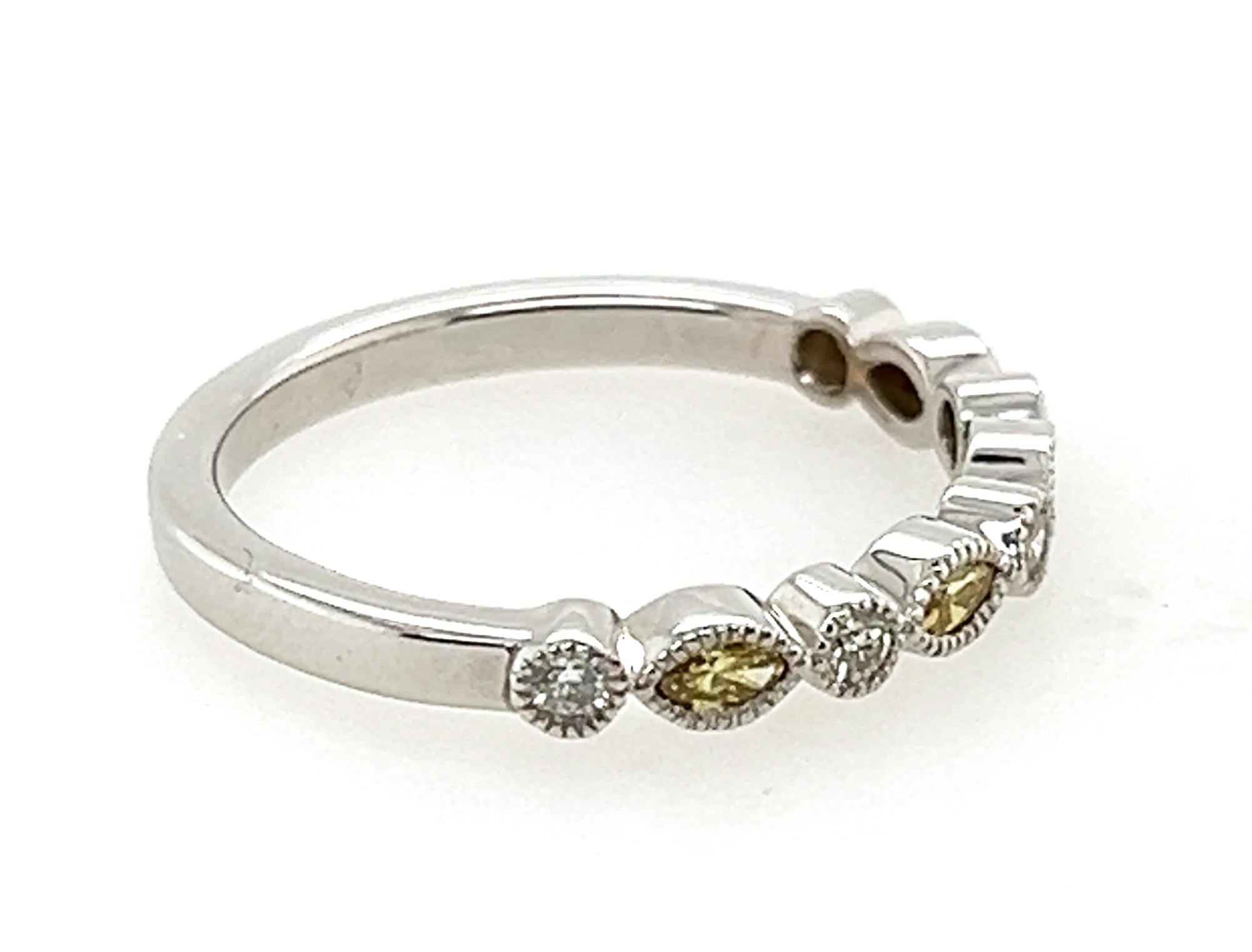 Women's Anniversary Ring Natural Fancy Vivid Deep Yellow Marquise Diamonds .28ct For Sale