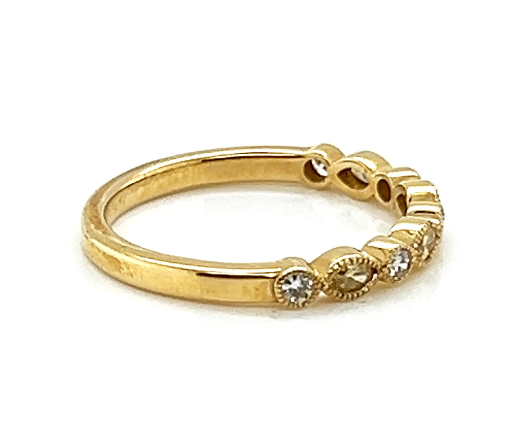Women's Anniversary Ring Natural Fancy Vivid Intense Yellow Marquise Diamonds .24ct 14K