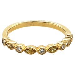 Anniversary Wedding Ring Natural Fancy Vivid Deep Yellow Marquise Diamonds .24ct