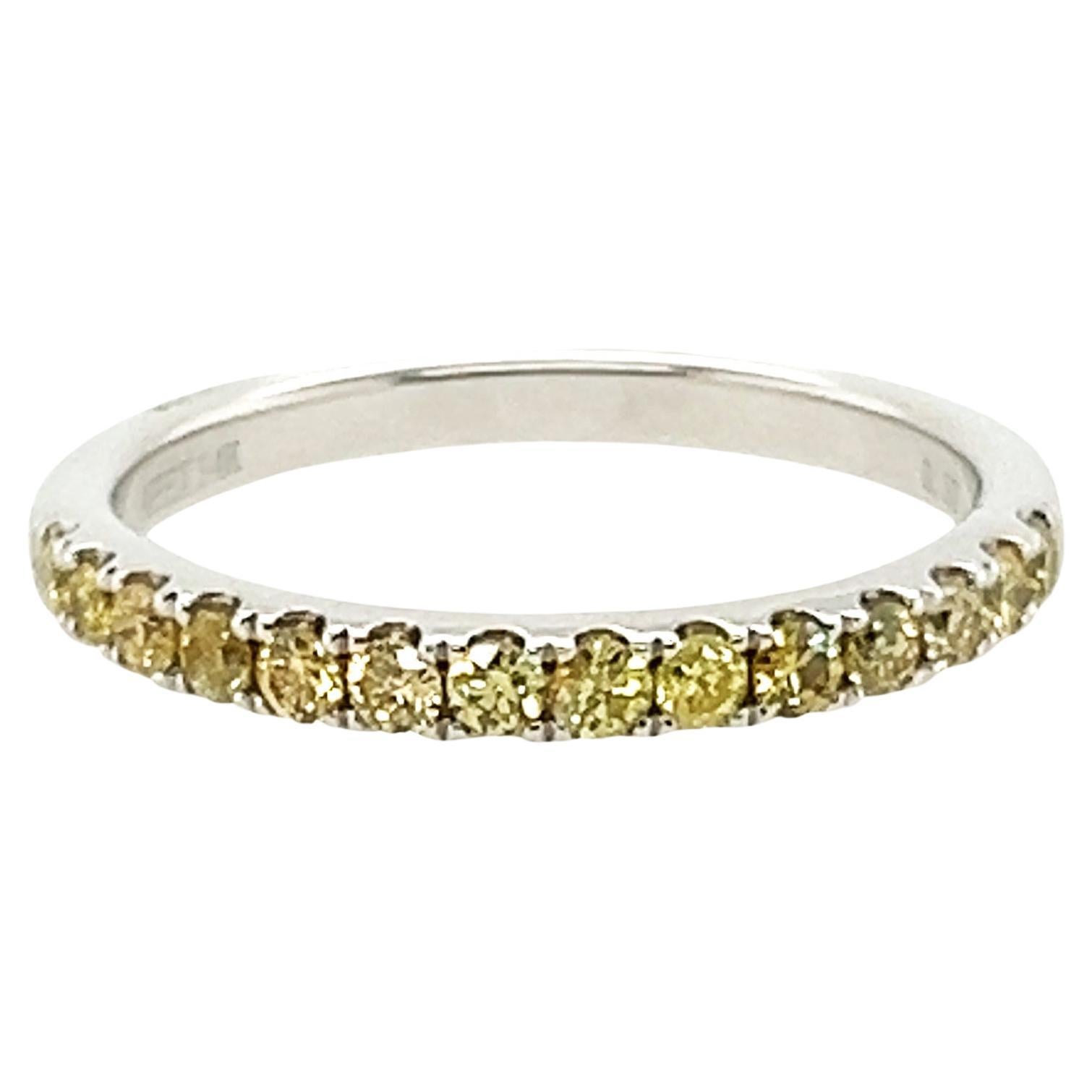 Anniversary Wedding Ring Natural Fancy Vivid Yellow Diamond Band .37ct 14K For Sale