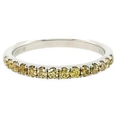 Anniversary Wedding Ring Natural Fancy Vivid Diamonds Yellow Band .37ct 14K