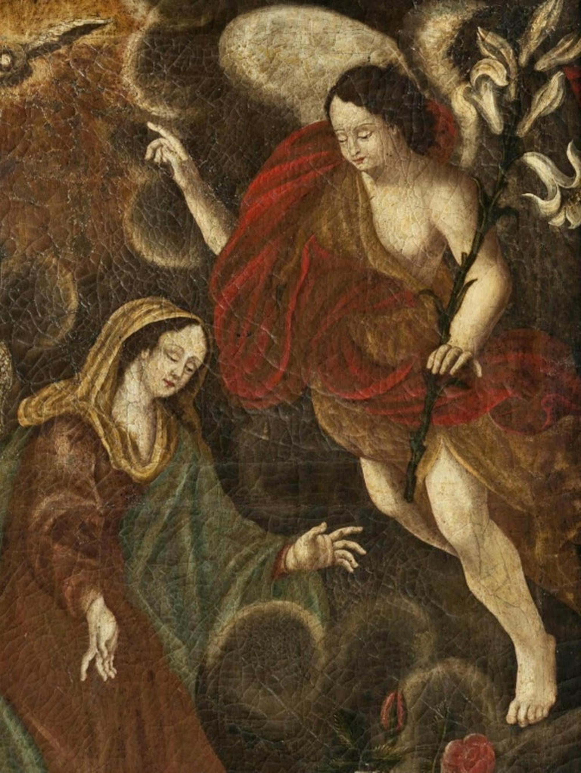 Baroque Announcement de l'école italienne huile sur toile, du 17ème siècle en vente