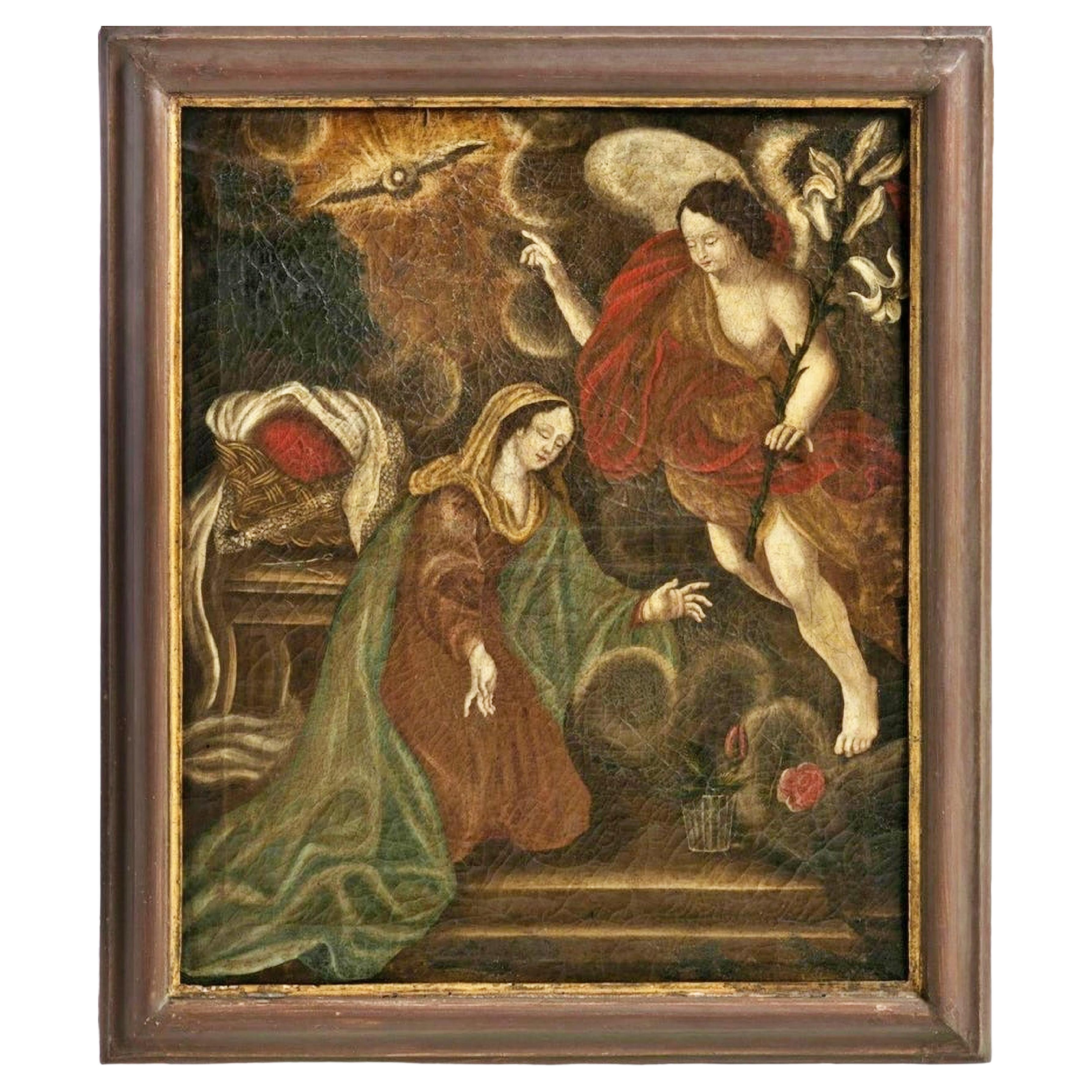 Announcement de l'école italienne huile sur toile, du 17ème siècle en vente