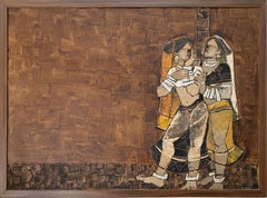Secrets, Oil on Canvas, Brown, Black, Yellow by Modern Indian Artist "In Stock"