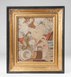 Annunciation to the Blessed Virgin Mary Needlepoint Tapestry, France, 1850-1870