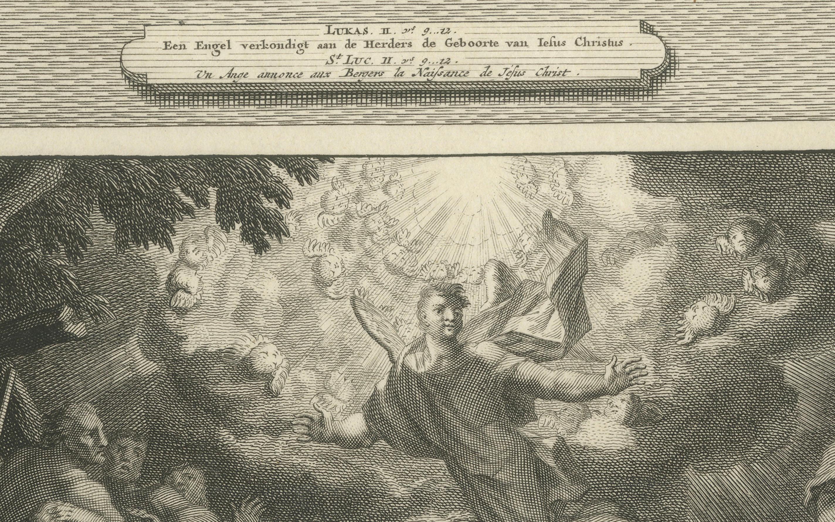 Verkündigung an die Hirten und Beschneidung Christi, Pieter Mortier, um 1700 (Graviert) im Angebot