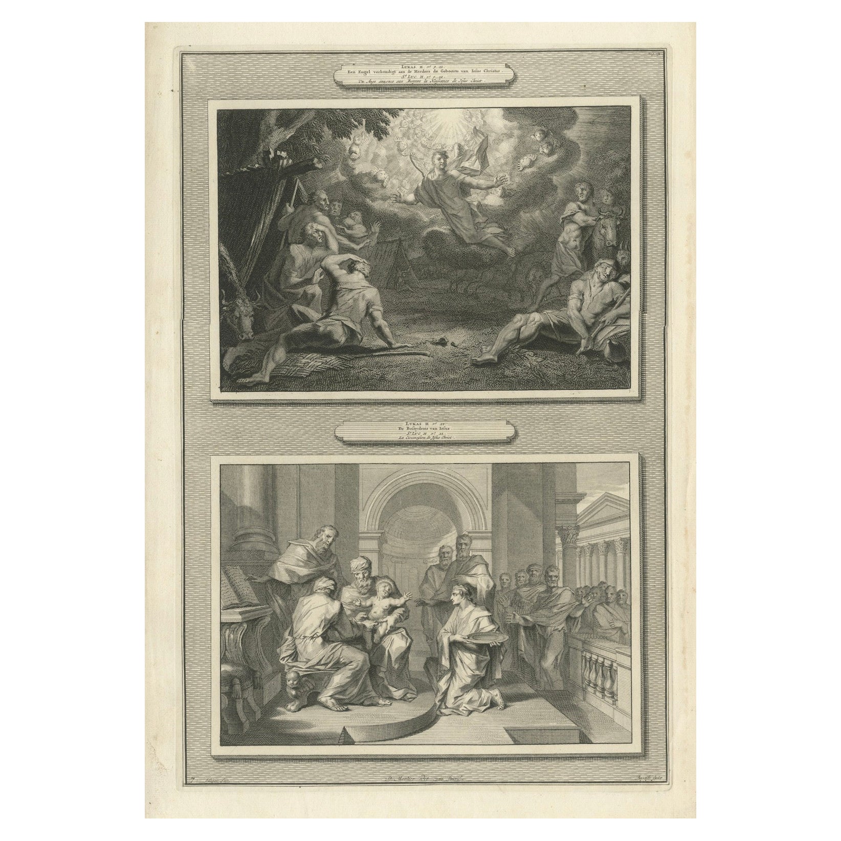 Verkündigung an die Hirten und Beschneidung Christi, Pieter Mortier, um 1700