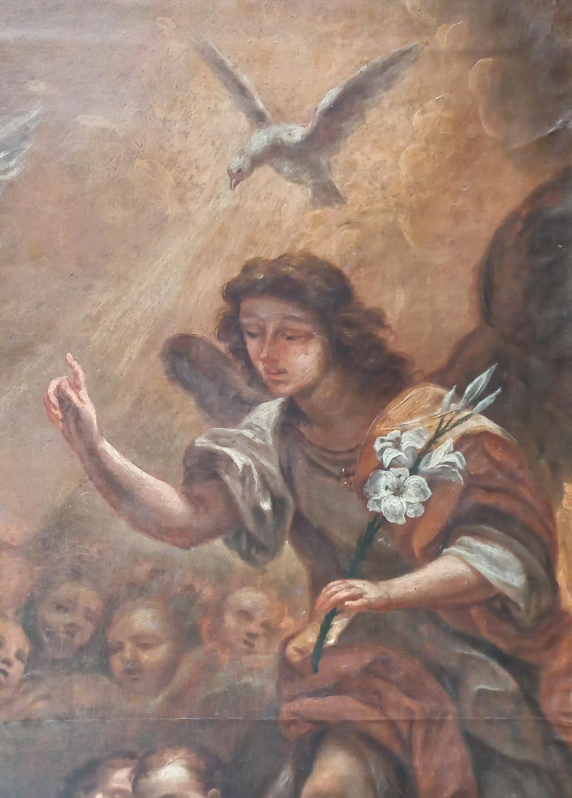 Baroque Annunciazione con angeli, scuola romana For Sale
