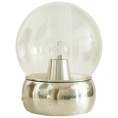 Lámpara de sobremesa Vieste de aluminio anodizado y cristal transparente de los años 70, por Studio G.P.A. Monti