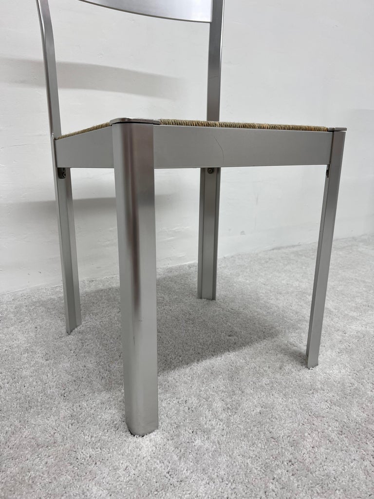 Anodized Aluminum with Cord Seat Vanity, Dining or Side Chair, Italy 1980s For Sale 4